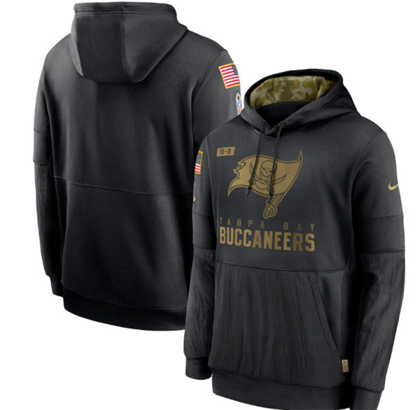 Men's Tampa Bay Buccaneers 2020 Black Salute to Service Sideline Performance Pullover NFL Hoodie